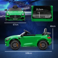 AIYAPLAY Carro Elétrico para Crianças Carro Mercedes-Benz AMG GTR com Bateria 12V Faróis  Buzina e Música 108x67x46 cm Verde(m-3)