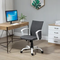 Vinsetto Office Chair Linen Swivel Computer Desk Chair Home Study Task Chair with Wheels, Arm, Adjustable Height, Dark Grey(m-2)