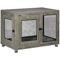 PawHut 2-in-1 Dog Cage & Side Table, with Two Doors, Cushion, for Large Dogs(m-1)