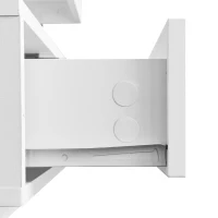Table basse blanc brillant avec 4 inserts en verre, 2 tiroirs et 2 compartiments ouverts,Blanc(m-8)