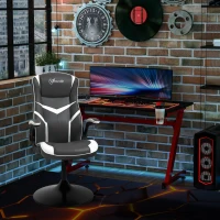 Vinsetto Gaming Chair Ergonomic Computer Chair with Adjustable Height Pedestal Base, Home Office Desk Chair PVC Leather Exclusive Swivel Chair Grey(m-10)