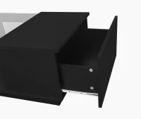 Table basse noire avec revêtement en verre, éclairage LED, contrôle par application,Noir(m-6)