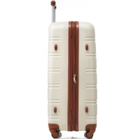28" 4-Wheel ABS Hard Shell Travel Trolley Suitcase with Adjustable Handle, Luggage with Secure Lock, 52L x 32W x 78H cm, Brown+White(m-13)