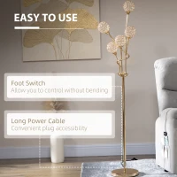 HOMCOM Crystal Floor Lamps for Living Room Bedroom with 5 Light, Modern Upright Standing Lamp, 34x25x156cm, Gold Tone(m-5)