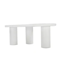Table basse irrégulière en forme de nuage, plateau en MDF et pieds en PVC, avec sous-couche en feutre, Blanc(m-10)