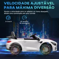 AIYAPLAY Carro Elétrico para Crianças Carro Mercedes-Benz AMG GTR com Bateria 12V Faróis  Buzina e Música 108x67x46 cm Branco(m-8)