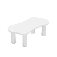 Table basse irrégulière en forme d'os, plateau en MDF et pieds en PVC, avec sous-couche en feutre,Blanc(m-2)