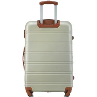 28" 4-Wheel ABS Hard Shell Travel Trolley Suitcase with Adjustable Handle, Luggage with Secure Lock, 52L x 32W x 78H cm, Brown+Green(m-2)