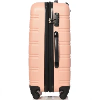 24" 4-Wheel ABS Hard Shell Travel Trolley Suitcase with Extendable Function, Luggage with Secure Lock, 45L × 28W × 69H cm, Pink(m-11)
