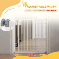 PawHut Metal 74-80cm Wide Adjustable Dog Gate White(m-7)