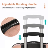 24" 4-Wheel ABS Hard Shell Travel Trolley Suitcase with Extendable Function, Luggage with Secure Lock, 45L × 28W × 69H cm, Pink(m-6)