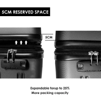 24" 4-Wheel ABS Hard Shell Travel Trolley Suitcase with Telescoping Handle, Luggage with Combination Lock, 45L × 28W × 69H cm, Black(m-7)