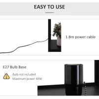 HOMCOM Shelf Floor Lamp Standing Lamp W/4-tier Wooden Open Shelves,26L x 26W x 160Hcm-Black/White(m-7)