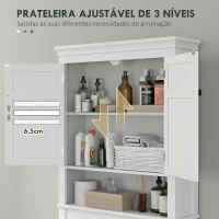 HOMCOM Móvel sobre Sanita Armário para Máquina de Lavar Roupa com 2 Portas Compartimento e Prateleira Ajustável 70x20x175 cm Branco(m-7)