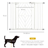 PawHut Pressure Fit Stair Gate Dog Gate w/ Auto Closing Door, Double Locking, Easy Installation, for 74-100cm Openings - White(m-3)