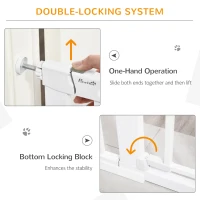 PawHut Dog Gate with Cat Flap Pet Safety Gate Barrier, Stair Pressure Fit, Auto Close, Double Locking, for Doorways, Hallways, 75-103 cm White(m-4)