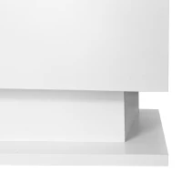 Table basse en finition brillante avec plateau en verre et éclairage LED, style moderne, Blanc(m-10)