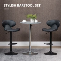 HOMCOM Adjustable Swivel Bar Stools Set of 2, Barstools with Footrest and Backrest, Steel Frame Gas Lift, for Kitchen Counter Dining Room, Grey(m-4)