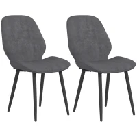 HOMCOM Velvet Dining Chairs, Set of 2 Dining Room Chairs with Metal Legs for Living Room, Dining Room, Grey(m-11)
