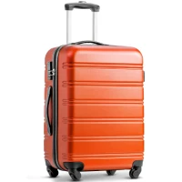 24" 4-Wheel ABS Hard Shell Travel Trolley Suitcase with Silent Wheels, Luggage with Combination Lock, 45L × 28W × 69H cm, Orange(m-1)