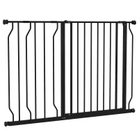 PawHut Wide Dog Safety Gate, with Door Pressure, for Doorways, Hallways, Staircases - Black(m-1)