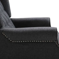 HOMCOM Recliner Armchair, Vintage Reclining Chair with Nail Head Trim, Wingback Chair with Button Tufted Back and Footrest, for Living Room, Dark Grey(m-9)