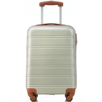 20" 4-Wheel ABS Hard Shell Travel Trolley Suitcase with Adjustable Handle, Luggage with Secure Lock, 35L x 23W x 57H cm, Brown+Green(m-1)