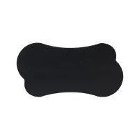 Table basse irrégulière en forme d'os, plateau en MDF et pieds en PVC, avec sous-couche en feutre, Noir(m-6)