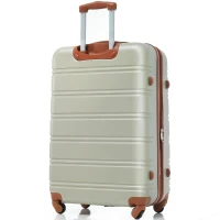 28" 4-Wheel ABS Hard Shell Travel Trolley Suitcase with Adjustable Handle, Luggage with Secure Lock, 52L x 32W x 78H cm, Brown+Green(m-12)