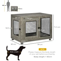 PawHut 2-in-1 Dog Cage & Side Table, with Two Doors, Cushion, for Large Dogs(m-3)