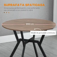 Homcom Masa Rotunda Ø90×76 cm – 2 Persoane, Lemn Maro, Suport in X(m-6)