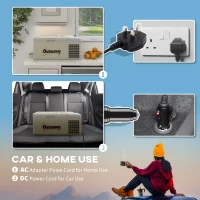 Outsunny 16L Portable Car Fridge, -20℃ to 10℃ Adjustable Temperature - Khaki/Grey(m-5)