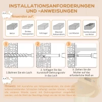 PawHut 3-delige Kattenklimset, wandgemonteerde Kattenboom met Krabpaal, Traptrede, Ladder, Natuurhout(m-7)