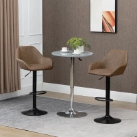 HOMCOM Adjustable Bar Stools Set of 2, Swivel Barstools with Footrest and Backrest, PU Leather and Steel Base, for Kitchen Counter and Dining Room, Dark Brown(m-2)