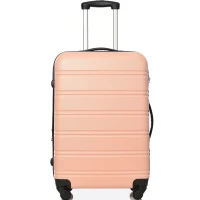 24" 4-Wheel ABS Hard Shell Travel Trolley Suitcase with Extendable Function, Luggage with Secure Lock, 45L × 28W × 69H cm, Pink(m-1)