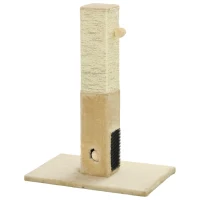 PawHut Jute Cat Scratching Post w/ Carpet Base Hanging Toy - Beige(m-11)