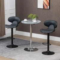 HOMCOM Adjustable Swivel Bar Stools Set of 2, Barstools with Footrest and Backrest, Steel Frame Gas Lift, for Kitchen Counter Dining Room, Grey(m-10)