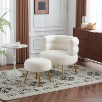 Poltrona lounge bianca con poggiapiedi, Bianco(m-4)