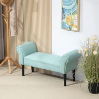 HOMCOM Tapicerowana Ławka do Sypialni i Przedpokoju, do 130 kg, 102 x 36 x 51 cm, Zielona(m-2)