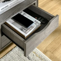 HOMCOM Industrial Side Table with Drawer, Sofa Table, Bedside Cabinet with Storage Shelf, Slim Nightstand for Living Room, Bedroom, Grey(m-9)