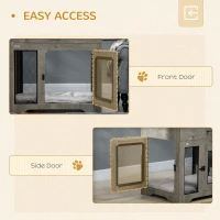 PawHut Dog Cage End Table with Two Doors, Drawer, for Medium Dogs - Grey(m-5)