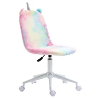 Vinsetto Fluffy Unicorn Office Chair with Mid-Back and Swivel Wheel, Cute Desk Chair, Rainbow Multi-Colored(m-11)