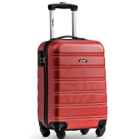 20" 4-Wheel ABS Hard Shell Travel Trolley Suitcase with Telescoping Handle, Luggage with Combination Lock, 35L × 23W × 57H cm, Red(m-1)