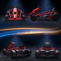 HOMCOM 24V Electric Go Kart for Kids, Drift Ride-On Racing Go Kart with 2 Speeds, for Boys Girls Aged 8-12 Years Old, Red(m-7)