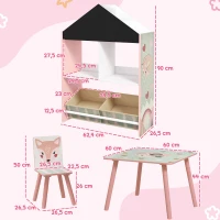 ZONEKIZ Conjunto para Crianças Inclui 1 Estante para Brinquedos com 2 Caixas de Tecido não Tecido e 1 Mesa com 2 Cadeiras Rosa(m-3)