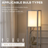 HOMCOM 156cm Floor Lamp Shelving Unit - White(m-6)