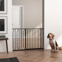 PawHut Wide Dog Safety Gate, with Door Pressure, for Doorways, Hallways, Staircases - Black(m-2)
