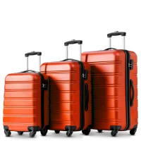 24" 4-Wheel ABS Hard Shell Travel Trolley Suitcase with Silent Wheels, Luggage with Combination Lock, 45L × 28W × 69H cm, Orange(m-11)