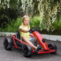 HOMCOM 24V Electric Go Kart for Kids, Drift Ride-On Racing Go Kart with 2 Speeds, for Boys Girls Aged 8-12 Years Old, Red(m-2)