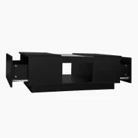 Table basse noire avec revêtement en verre, éclairage LED, contrôle par application,Noir(m-8)